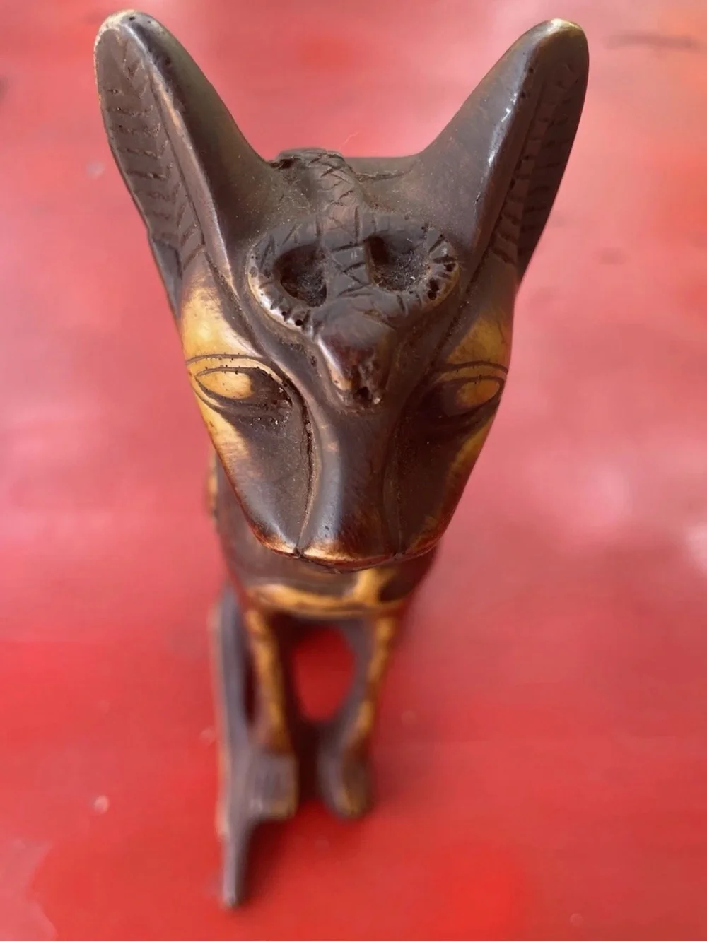 Decorative Antique Egyptian Bastet Statue Carving with Scarab